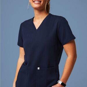 Navy Blue V-Neck Scrub Top Fabletics